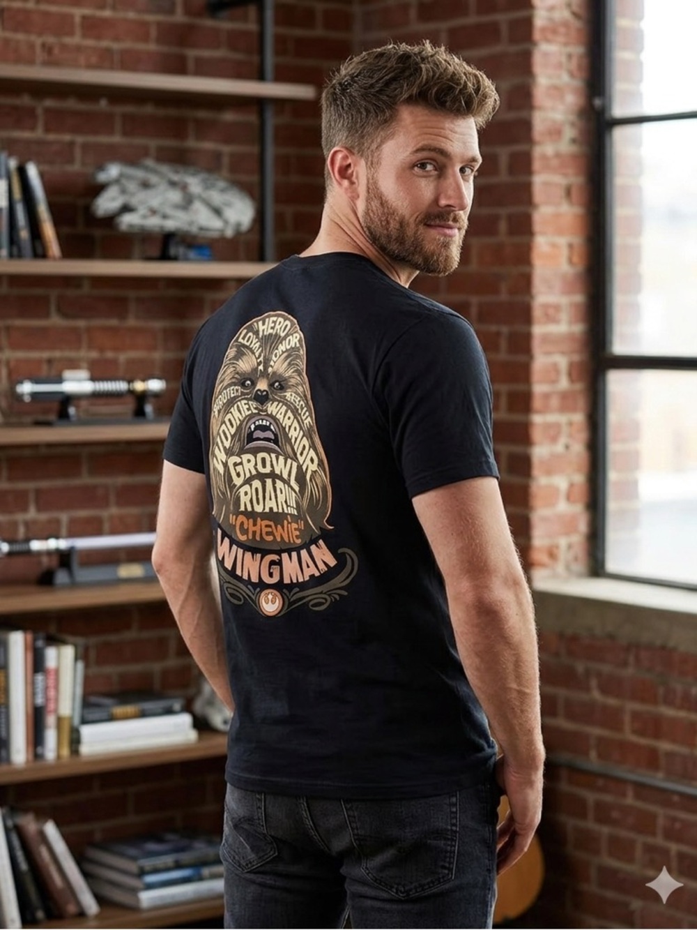 Chewbacca Wing Man Star Wars Disney T Shirt Men's XL Black